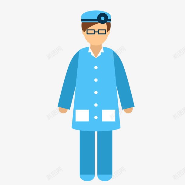 蓝色医疗人物png免抠素材_新图网 https://ixintu.com 医生 医疗人物 卡通人物 背景装饰 蓝衣人物