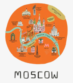 莫斯科地图圆形标志素材