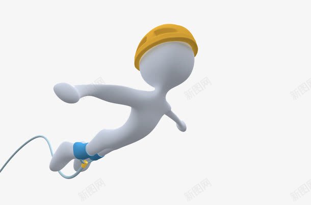 会飞的3D小白人png免抠素材_新图网 https://ixintu.com 3D小白人 会飞的小白人 卡通人物 带黄色帽子人物