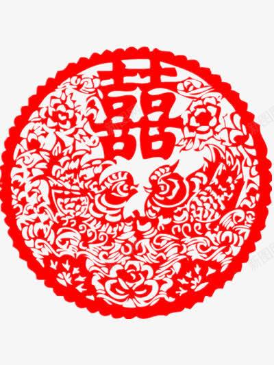 喜字剪纸png免抠素材_新图网 https://ixintu.com 喜字 喜字剪纸图片 喜庆 婚礼 窗花