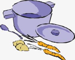 手绘锅和食材素材