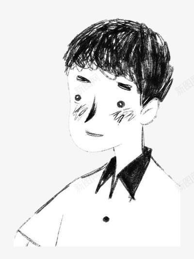 卡通手绘png免抠素材_新图网 https://ixintu.com 呆萌男生 手绘男生 素描
