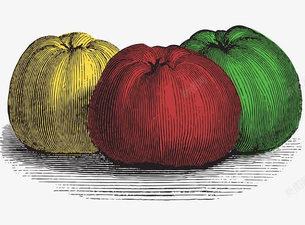 水彩线条水果png免抠素材_新图网 https://ixintu.com 水彩 水果 红色 线条 绿色 苹果 黄色