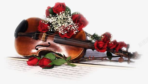 小提琴png免抠素材_新图网 https://ixintu.com 乐器 乐谱 小提琴 精美 花卉