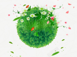 绿色草球花朵装饰素材