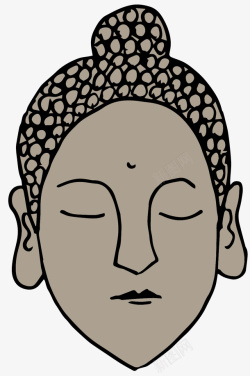 佛教符号佛头卡通手绘风格高清图片
