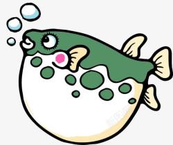 河豚鱼卡通动物绿色河豚高清图片
