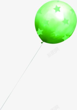 绿色带星星气球图画素材