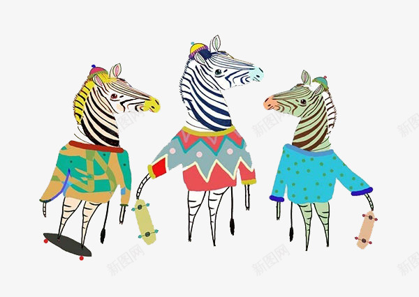 三只马装饰画png免抠素材_新图网 https://ixintu.com 动物 拟人 装饰画