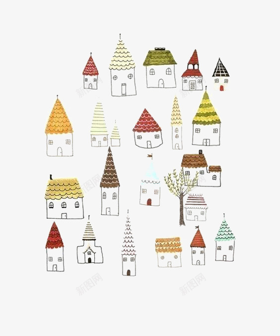 涂鸦小房子png免抠素材_新图网 https://ixintu.com 儿童画 卡通房子 可爱 建筑 涂鸦