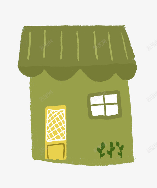 小房子手绘可爱png免抠素材_新图网 https://ixintu.com 可爱 房子 手绘 绿色卡通