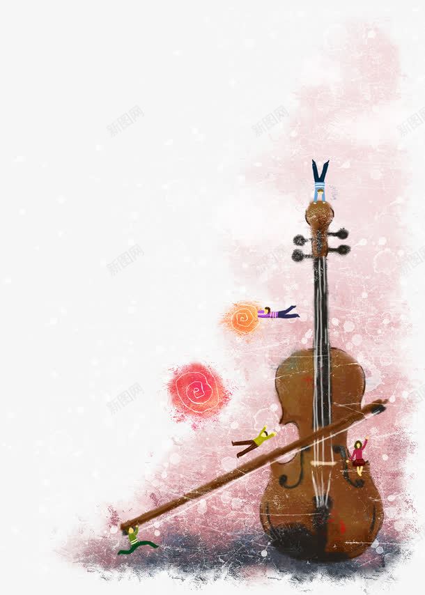 卡通手绘小提琴png免抠素材_新图网 https://ixintu.com 人物 卡通 小提琴 手绘 花纹