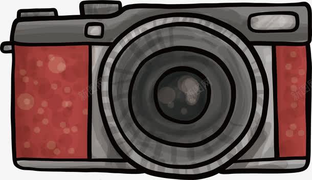 红色水彩手绘相机png免抠素材_新图网 https://ixintu.com 手绘相机 水彩相机 矢量素材 红色照相机