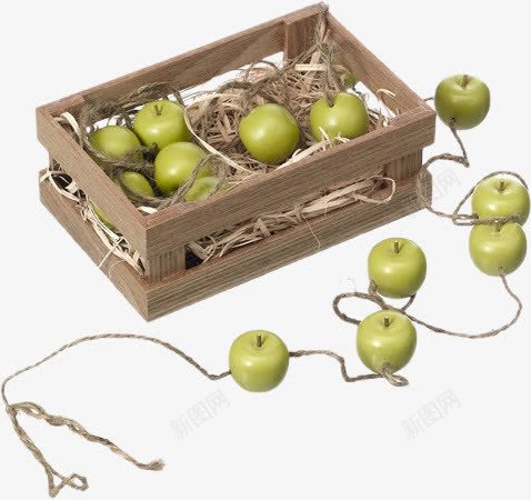 木箱里的苹果png免抠素材_新图网 https://ixintu.com 木箱子 苹果 青果 青沙皮果 青苹果