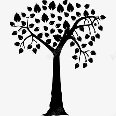 浪漫的树的形状和心形的叶片图标图标