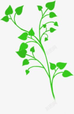 绿色卡通春天花纹树叶素材
