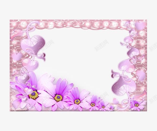 粉色雏菊边框png免抠素材_新图网 https://ixintu.com 粉色 粉色边框 边框 边框纹理