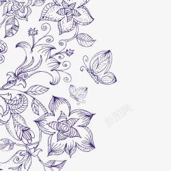 手绘紫色花瓣装饰素材