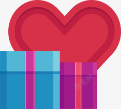 红色爱心情人节礼盒矢量图素材