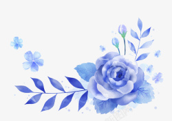 蓝色花卉装饰边框素材
