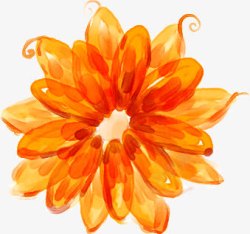 创意手绘合成橙色的花卉植物素材