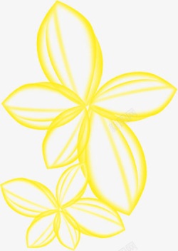 手绘黄色线条花朵装饰素材