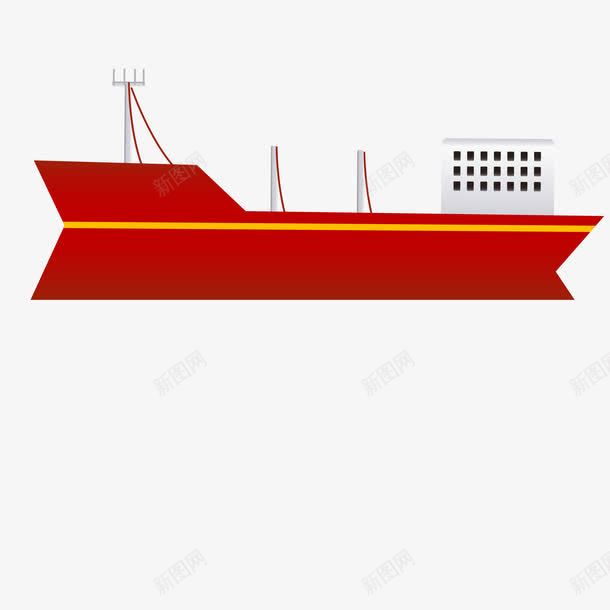 红色轮船png免抠素材_新图网 https://ixintu.com 卡通手绘 红色轮船