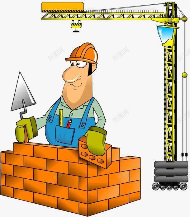努力的建筑师png免抠素材_新图网 https://ixintu.com 吊机 建筑师 挖掘机 瓦刀 砌墙