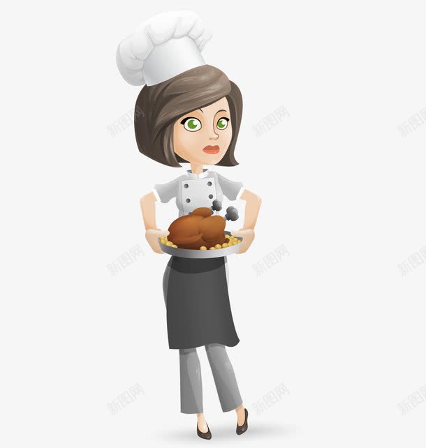 抱着盘子的女厨师png免抠素材_新图网 https://ixintu.com 厨娘 女性 盘子 矢量人物 短发 美女厨娘 食物