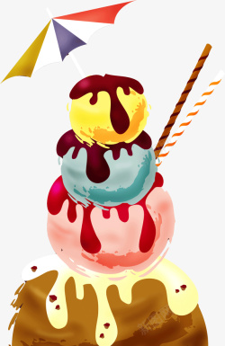 多层水果巧克力冰淇淋素材