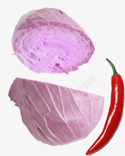 切开的包菜切开的紫包菜小红椒高清图片