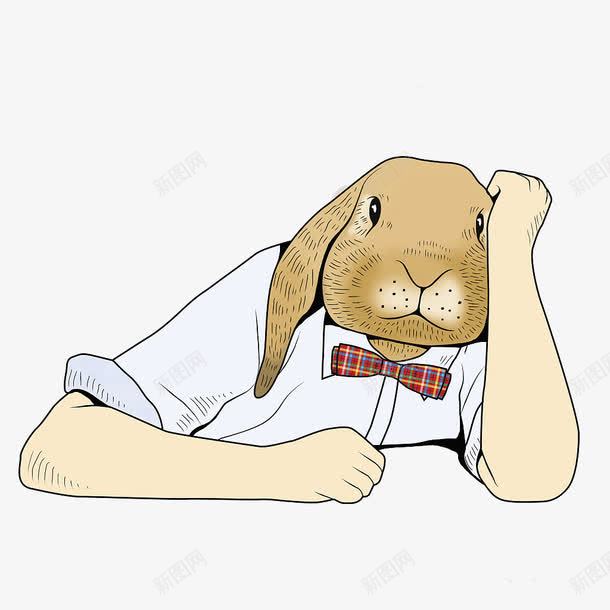 可爱插图托着脑袋乏力的兔子png免抠素材_新图网 https://ixintu.com 乏力 兔子 可爱插图 困乏 疲惫