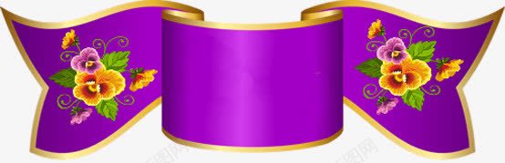 紫色金边丝带文本框png免抠素材_新图网 https://ixintu.com 丝带 文本框 紫色 金边