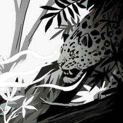 爬树的豹子素描彩绘豹子图案高清图片