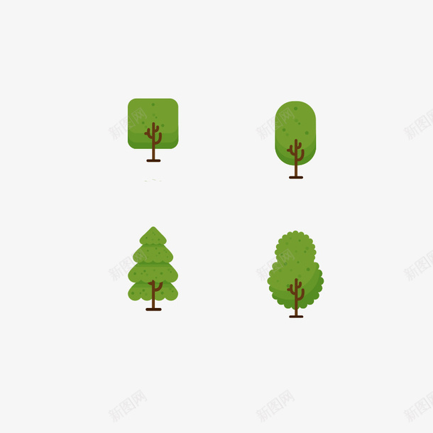 绿色树木树木图标植物psd免抠素材_新图网 https://ixintu.com 卡通树木 装饰树木