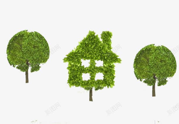 创意绿色树木房子png免抠素材_新图网 https://ixintu.com 房子 树木 环境 绿色出行 绿色房子 绿色树木