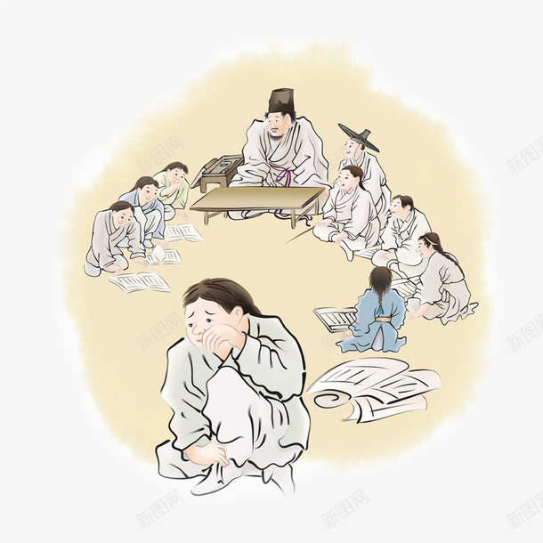 古代教书情景png免抠素材_新图网 https://ixintu.com 古代 手绘 教书 教育