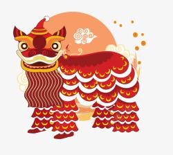 中国风舞狮装饰图案素材