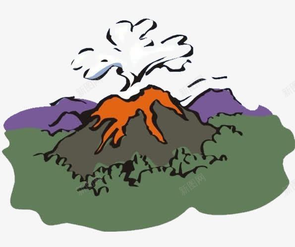 卡通png免抠素材_新图网 https://ixintu.com 冒烟 危险 火山 火山岩石 燃烧 爆发