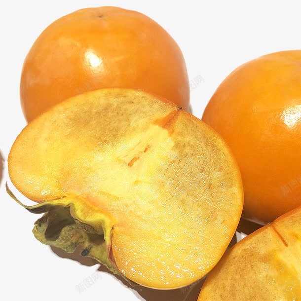 切开的柿子png免抠素材_新图网 https://ixintu.com 一半 切 柿子 橙色 水果 黄柿