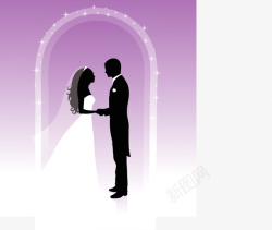 紫色梦幻结婚海报矢量图素材