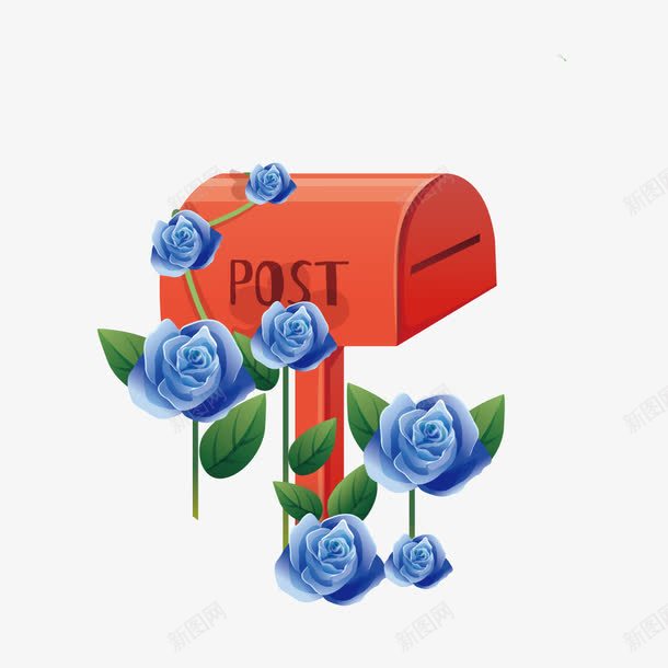 卡通蓝色玫瑰缠绕的信箱png免抠素材_新图网 https://ixintu.com 信箱 卡通 卡通蓝色 玫瑰 缠绕 蓝色 蓝色玫瑰