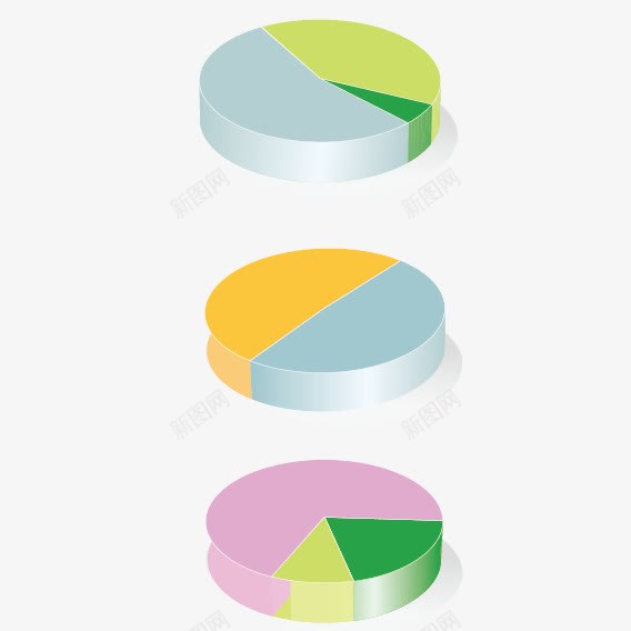 彩色圆形统计图表png免抠素材_新图网 https://ixintu.com 三个 分布 圆形 立体