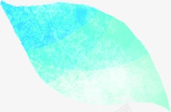 手绘蓝色水彩树叶素材