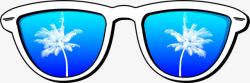 蓝色手绘眼镜蓝色卡通夏日手绘眼镜高清图片