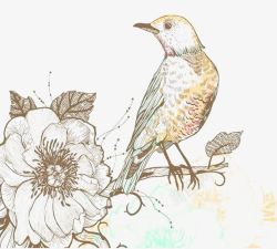 麻鹊古典花纹花卉小鸟背景底纹高清图片