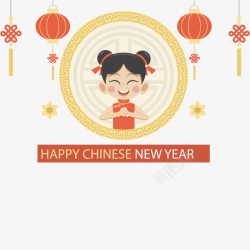 中国女孩拜年素材