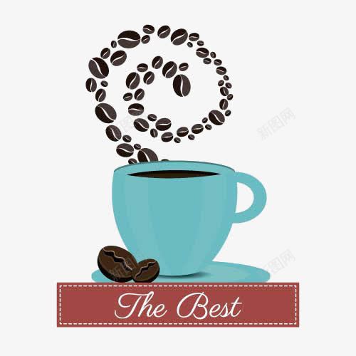蓝色咖啡杯与咖啡豆png免抠素材_新图网 https://ixintu.com 咖啡 咖啡豆 香浓咖啡