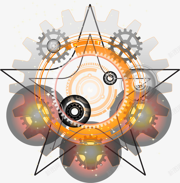 手绘科技装饰矢量图ai免抠素材_新图网 https://ixintu.com 手绘 时尚 科技装饰 矢量图