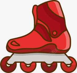 红色金属高级轮滑鞋素材